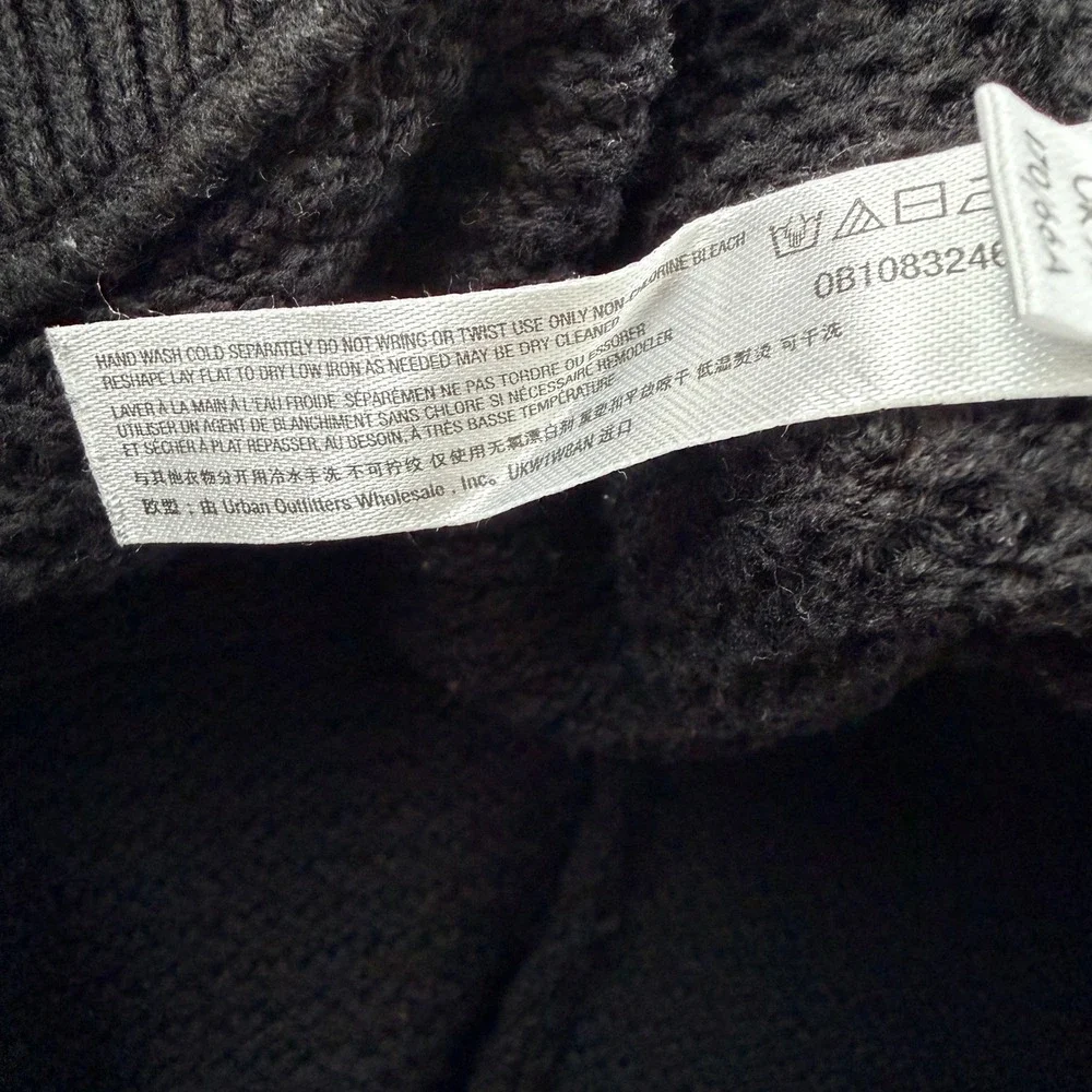 Free People Beach Hailee Waffle Stitch Black Wide Leg Pants Women XS Chunky Knit